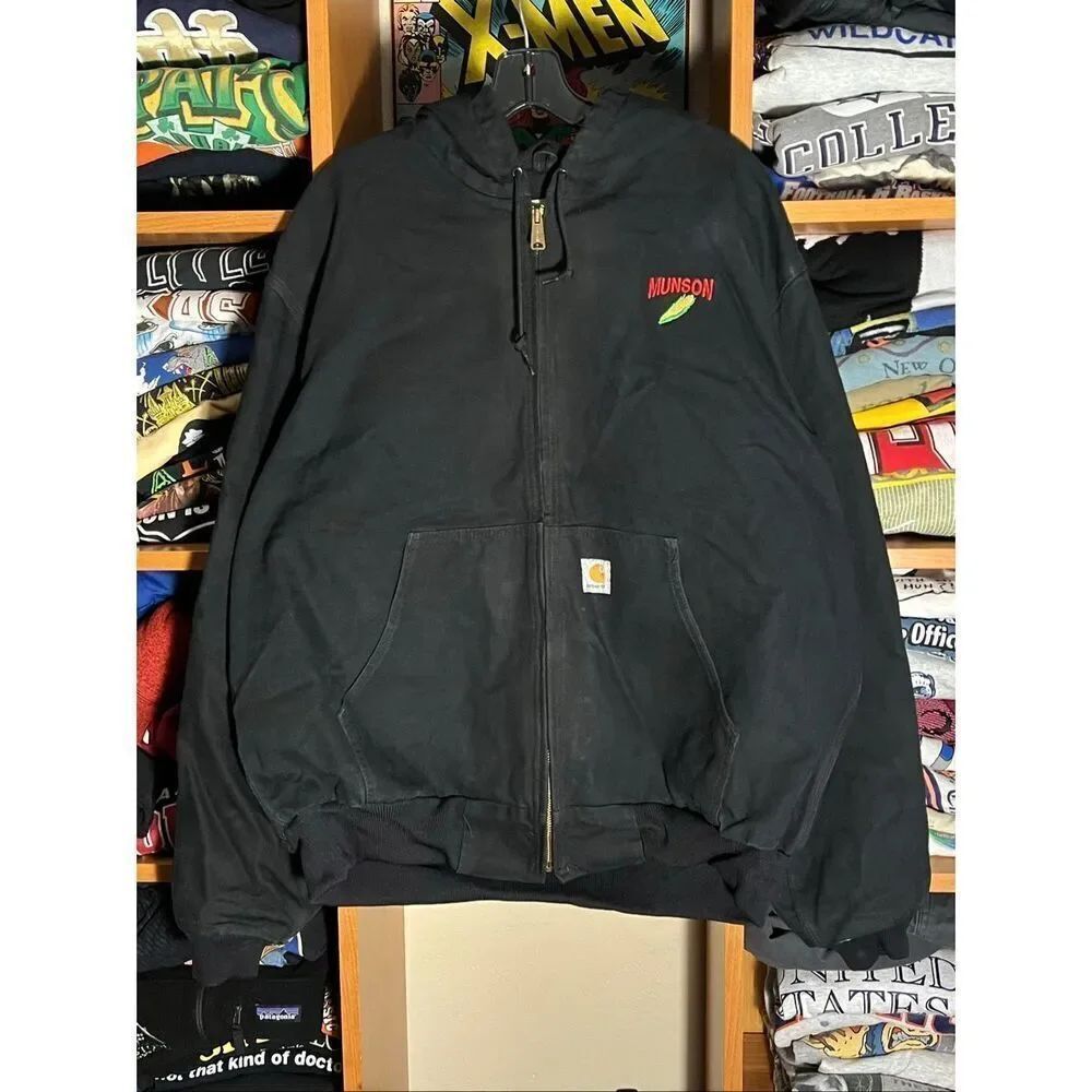Carhartt Men’s Black Hooded Duck Thermal Lined USA Made Jacket